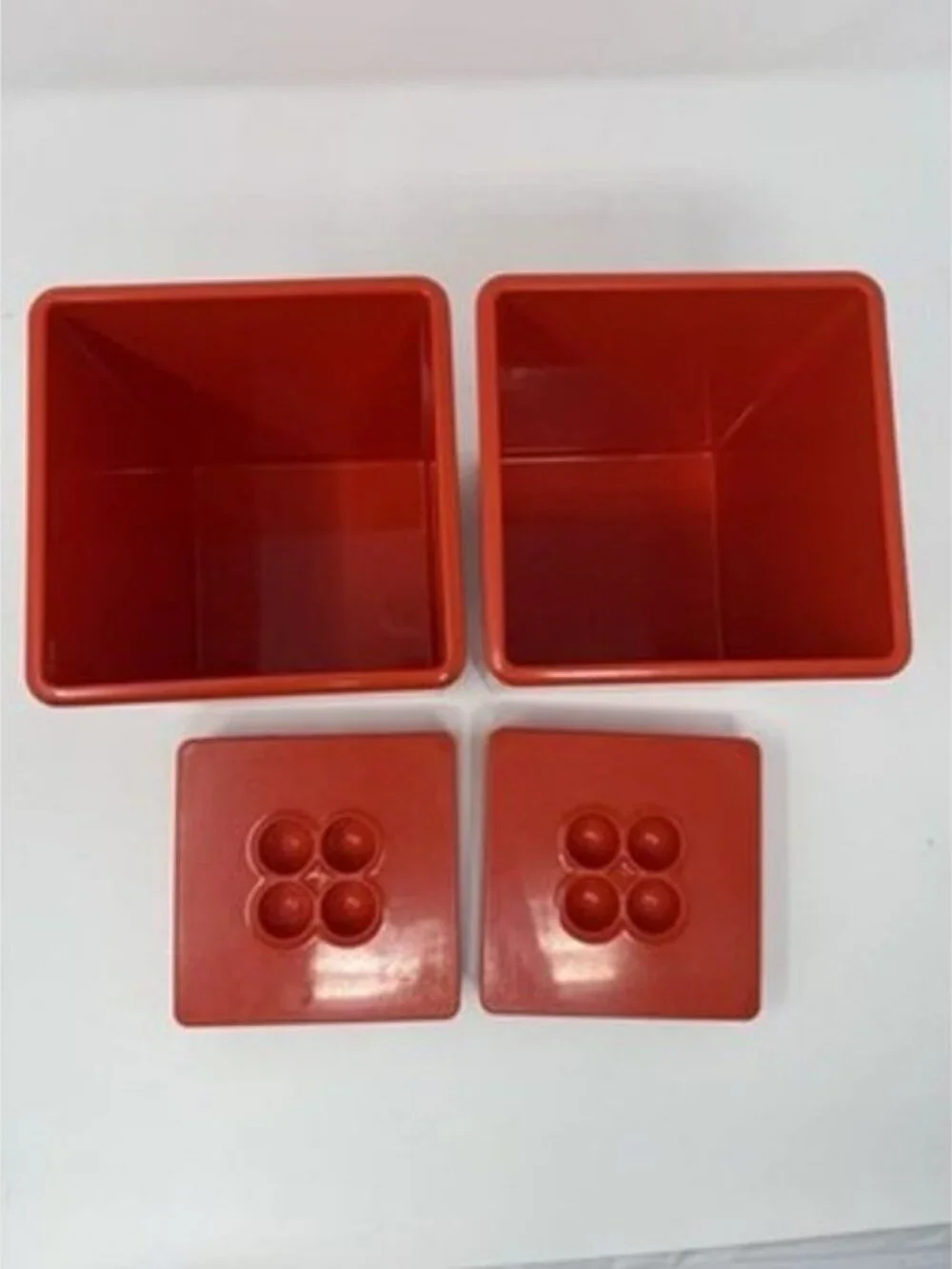 2 RED Dansk Gourmet Designs Denmark Canisters Set 2 Qt. 7 1/4